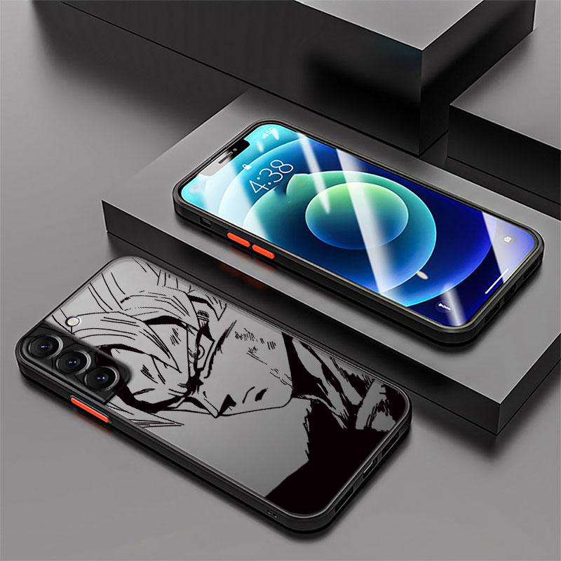 Phone Case for Samsung Galaxy S22 Plus S24 S25 S21 S23 Ultra S20 S21 FE S10 S9 Note 20 10 Black Edge Shell Goku Dragon Ball