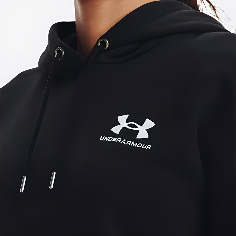 Under Armour Essential Fleece Hoodie Training Sweatshirt Women Tops Black 1373033-001