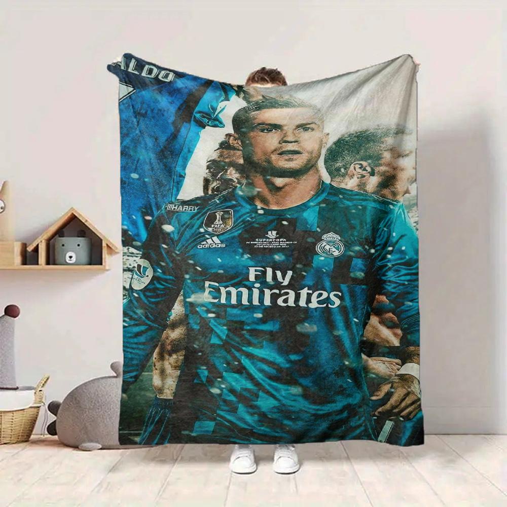 1Pc Cristiano Ronaldo Real Madrid Blanket Soft And Comfortable Casual Warm Camping Travel Christmas Halloween Xmas Gift M928319