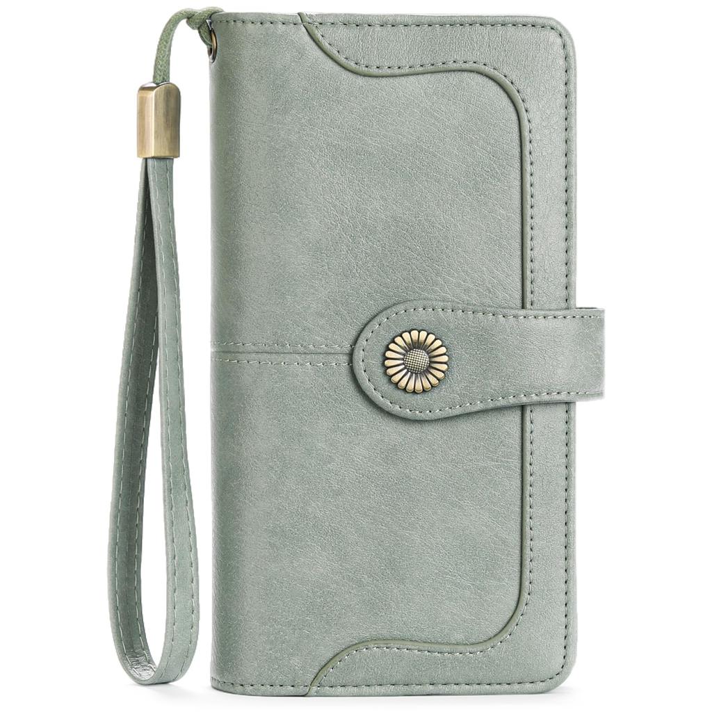 RNIEGA Women's Long Wallet, Large Capacity, Genuine Leather, Bill Compartment, Coin Purse, Card Case, Skimming Prevention, Stylish, Gift, Bifold