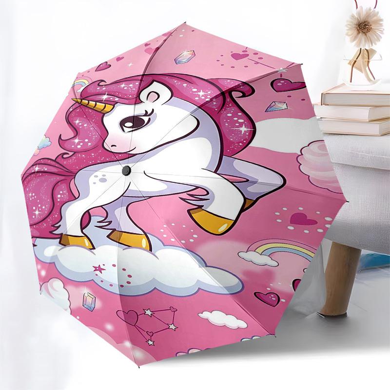 1PC Unicorn Clouds Umbrella-8-Rib Reinforced, Automatic Open, Lightweight & Durable, Fashion Accessory for Outdoor, Beach L0398