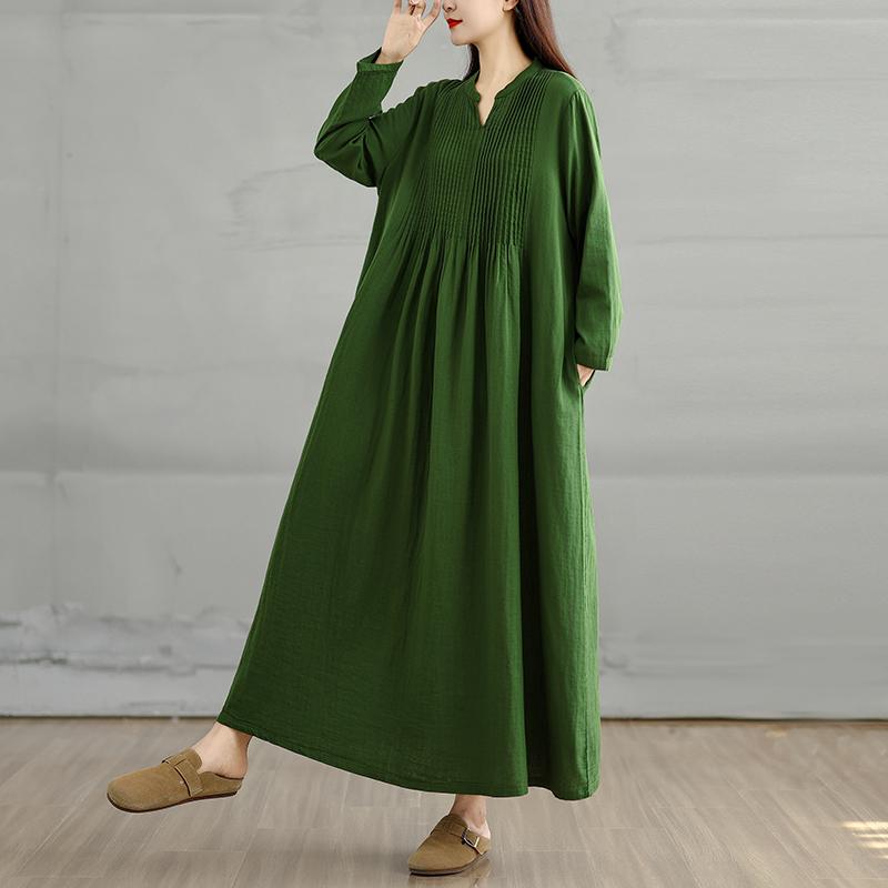 DIMANAF 2025 Damen Übergröße Herbst Langes Kleid Baumwolle Locker Lässig Oversize Langarm Maxi Vintage Kleid
