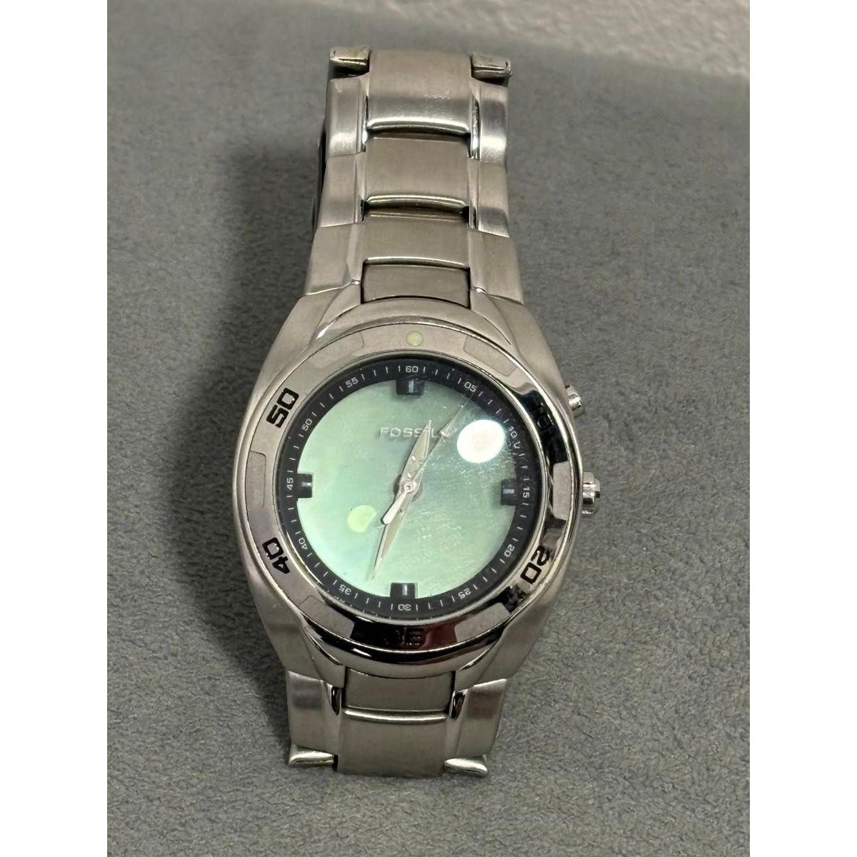 Used Battery replaced Good condition Working item FOSSIL BIG TIC Quartz watch Green