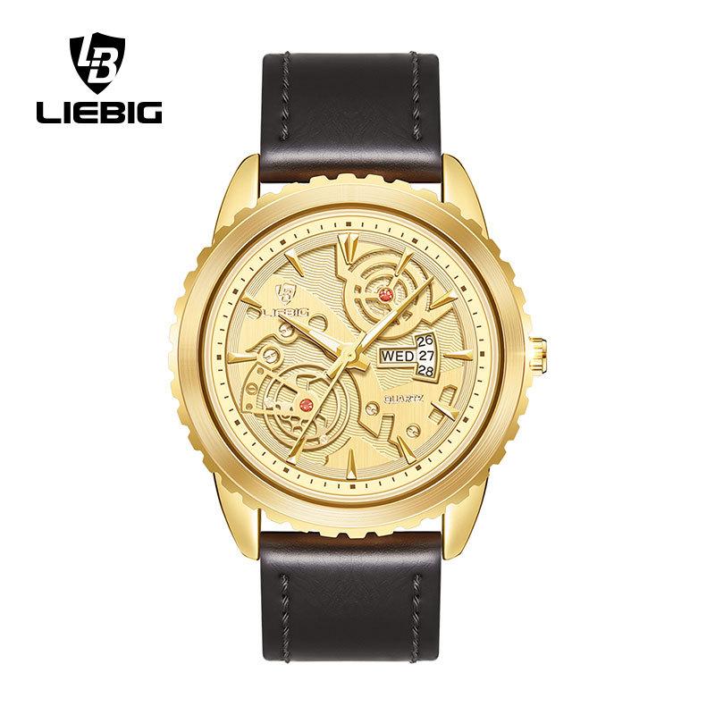 

LIEBIG British Fashion Large Dial Men s Belt Watch Calendar Quartz Watch Business Watch