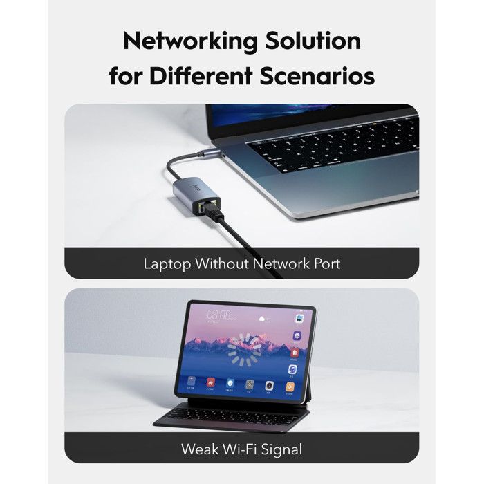 Cudy Adattatore Di Rete USB-C a Ethernet Gigabit UE10C Grigio Per MacBook iPhone Switch
