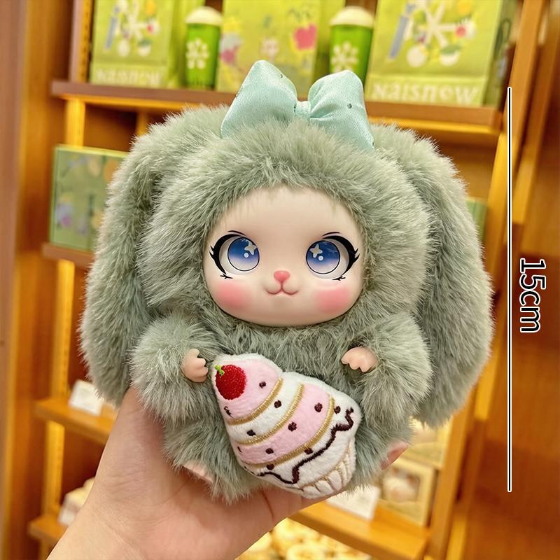 Cartoon Fur Rabbit Doll Figure Keychain Plush Cute Vinyl Doll Figurine Trendy Blind Box Toy Schoolbag Hanger Pendant Decoration