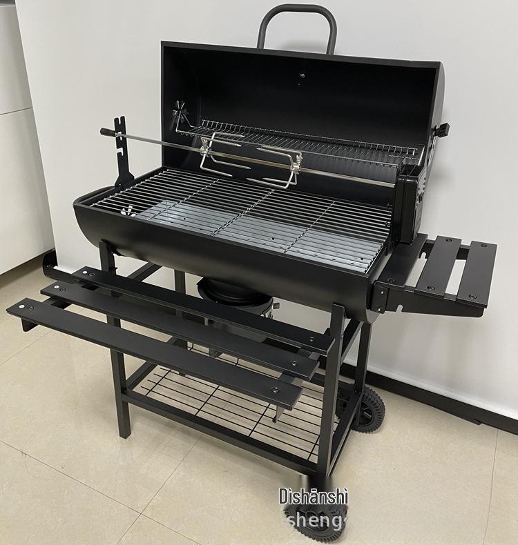 Grătar BBQ de exterior pe cărbune și electric pentru 5 persoane cu afumătoare pentru uz casnic și de curte