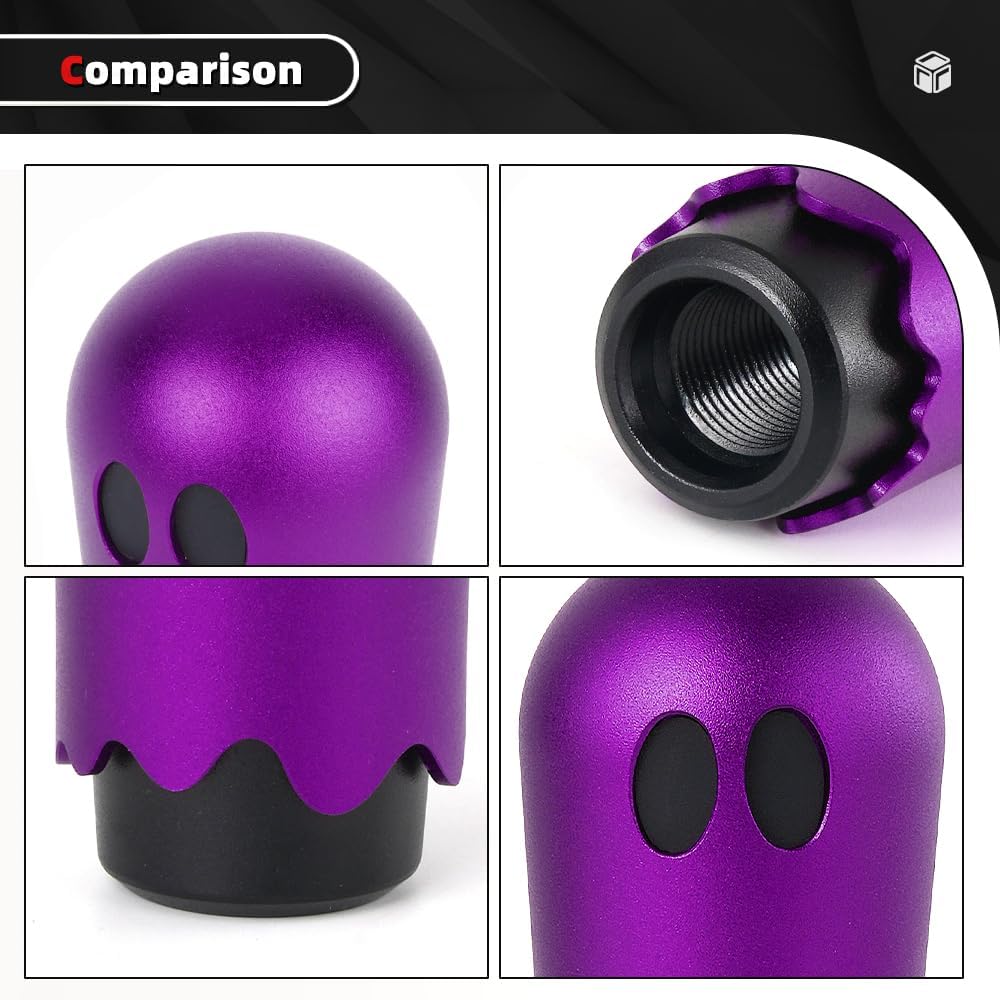 Muge Racing Ghost Shift Knob, Aluminum Weighted Automotive Gear Shift Manual Knobs Lever With 3 Threaded Adapters M8 M10 M12 X 1.25, Universal For