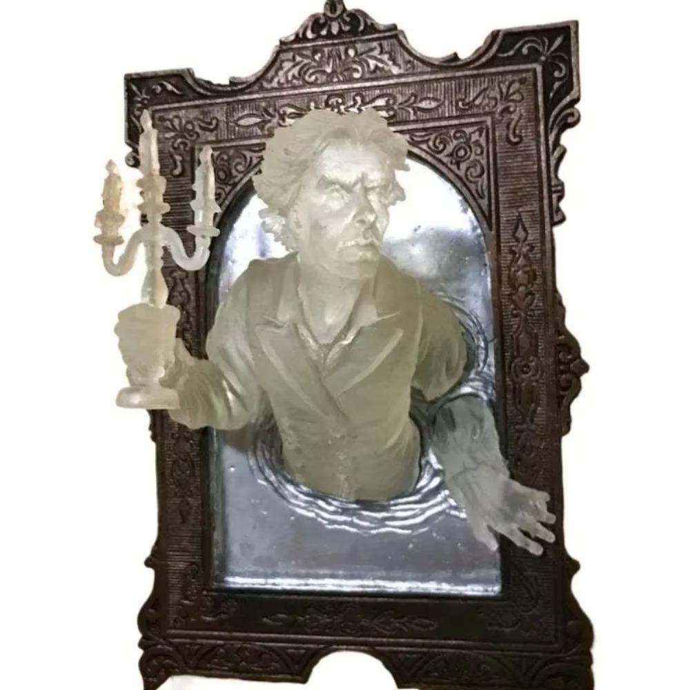 3D Halloween Decor Glow in The Dark Halloween Statue Halloween Ghost in The Mirror  Bar Home Decor