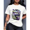 Comfortable Loose Fit Cotton Blend Crew Neck Short Sleeve Tee With 3D Print Design Women 2025