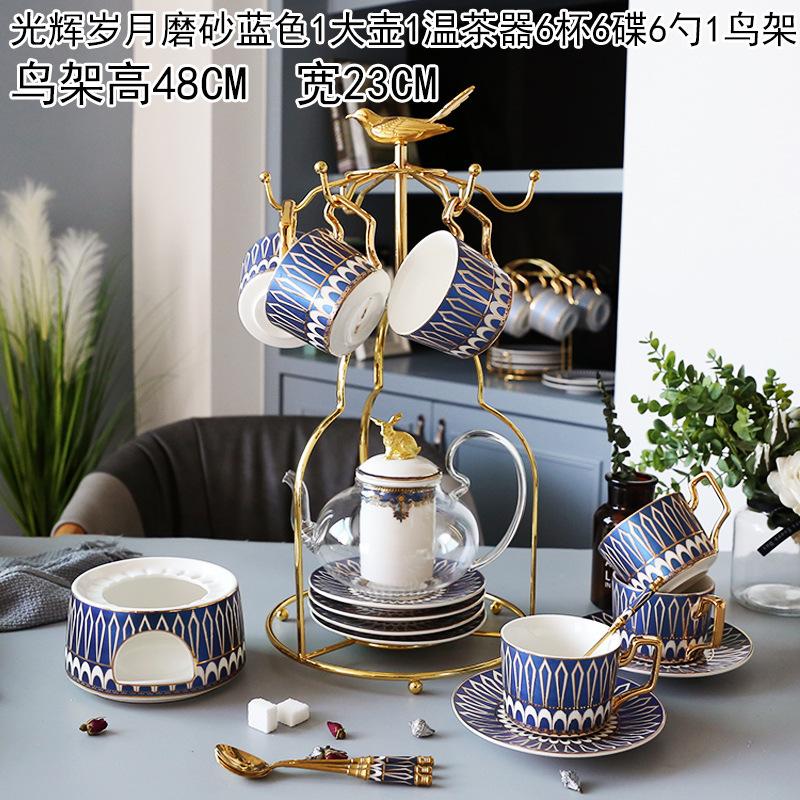 Ceramic Afternoon Tea Flower And Fruit Teacup Tea Set Household Flower Teapot Set Fruit Glass Pot With Filter Candle Heating