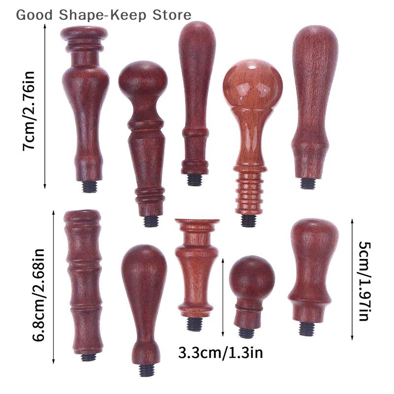 1Pc Portable Mini Diy Seal Tool Retro Pearwood Handle Wax Sealing Stamps Handle Wood Handle Wax Seal Stamp Accessories