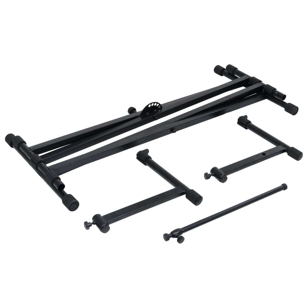 Double Braced Keyboard Stand with X Frame Black