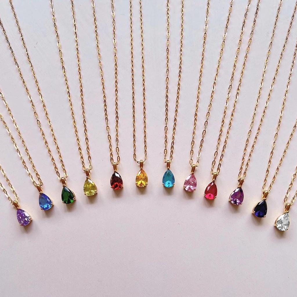 18k Gold-Plated Retro Zircon Birthstone Necklace
