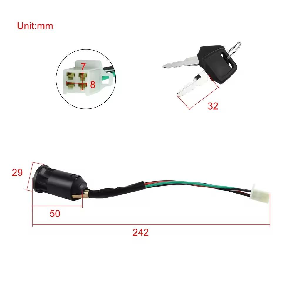 Motorcycle Ignition Switch + Keys Scooter Accessories Fit For Quad Dirt Bike For ATV On/Off Plastic Universal Replacement Parts