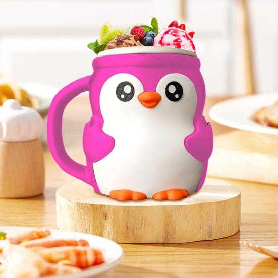 Ice Cream Pint Holder 3D Printed Penguin Ice Cream Pint Cozy with Handle And Spoon Leak Proof Popsicle Cozy Beer Can Cup Sleeve
