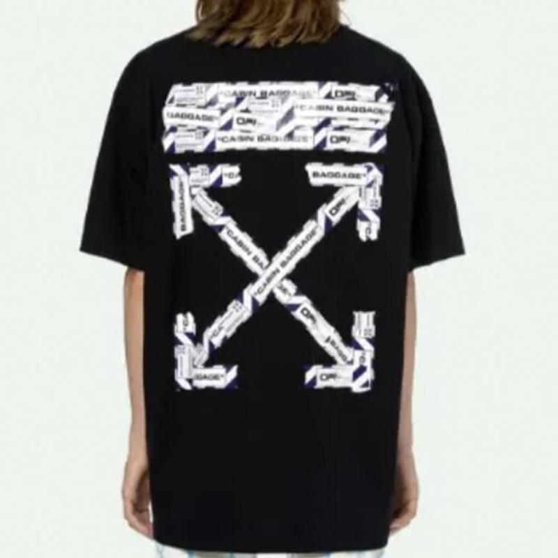 Off-White SS20 Flughafenband Pfeildruck Kurzarm T-Shirt Herren Schwarz OMAA038S201850031088