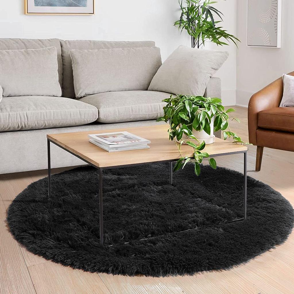 Rainbow Fluffy Round Rug Carpets Living Room Cute Decor Kids Room Plush Rugs for Bedroom Nursery Soft Children Room Hairy Mats