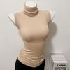 Slim-Fit, Sleeveless, High-Neck, Solid-Color Body-Hugging Top