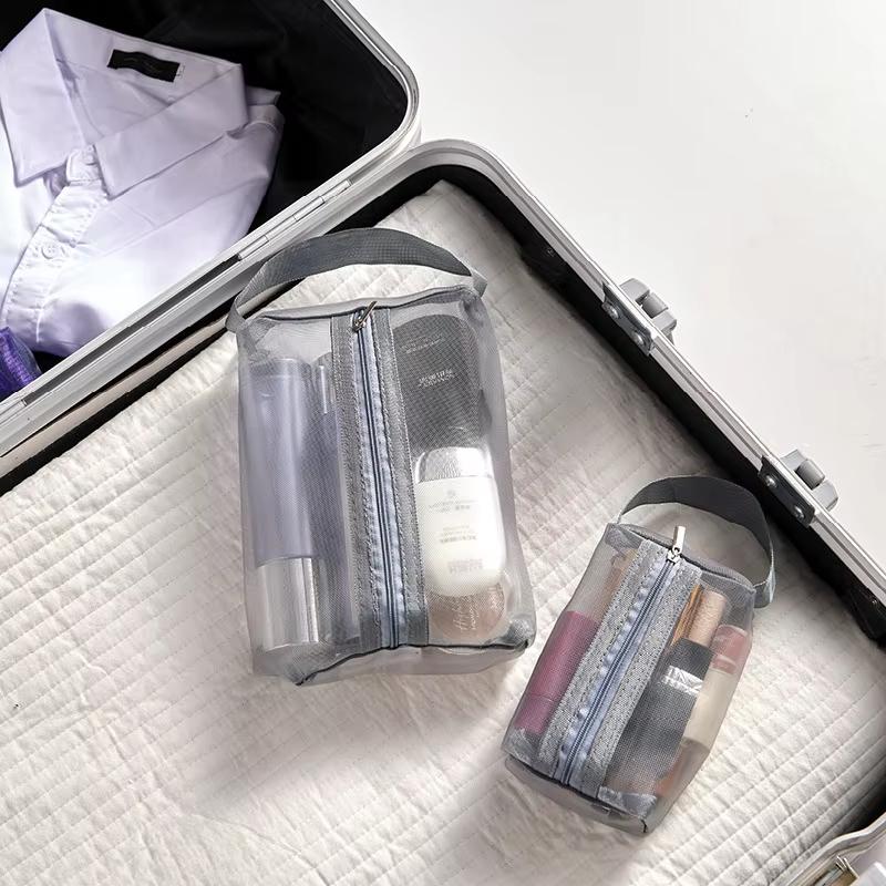 3PCS Mesh storage bags Portable travel makeup bag Toiletries organizer Lotion storage bag Small zipper bag for portable use