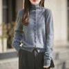 Retro Chic Wool Brushed Button-Up Cardigan - Versatile Autumn & Winter Women's Style with Rolled Hem and Neckline.