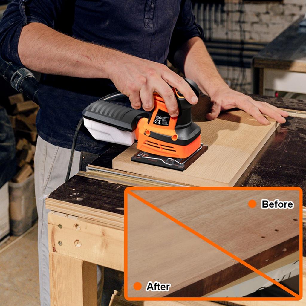 260W Square Random Orbital Electric Sander Machine with 20Pcs Sandpapers Strong Dust Collection Polisher Power Tool