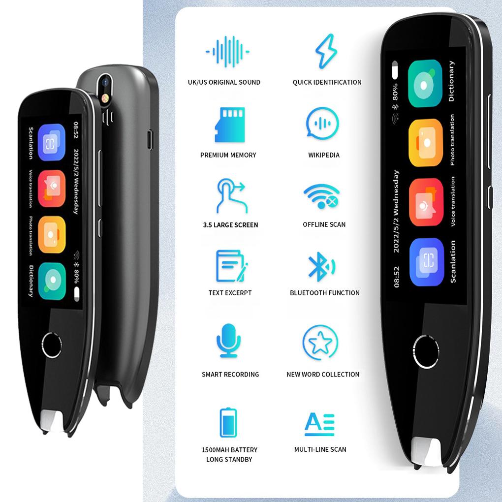 ABS Translation Pen Digital Battery Powered Screen Solid Color English Learning Translator Scanner Reader