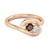 Garnet Two- 925Stone Bypass Ring - 925 Sterling Silver Rose Gold Vermeil
