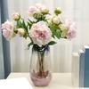 Artificial Flowers 2-Head Silk Peony Branches Adjustable Plastic Stems Realistic Veins Soft Color Gradient Long-Lasting Home Hotel Wedding Decor