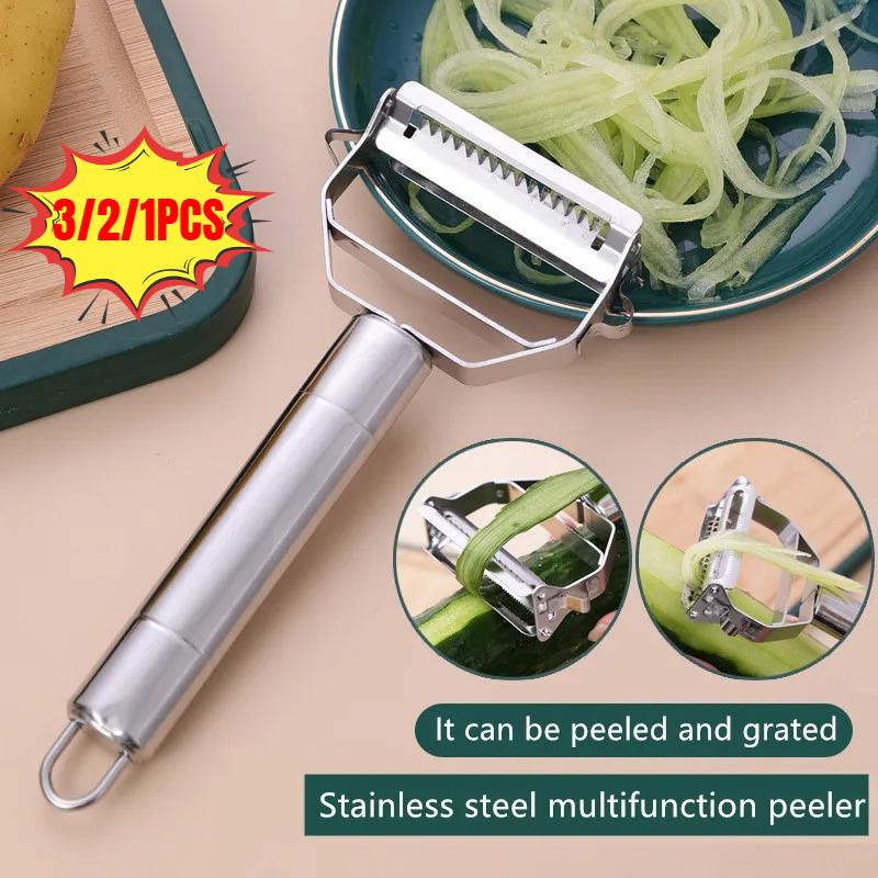 3 BUC Peeler de Legume pentru Bucătărie Oțel Inoxidabil Răzătoare de Pepene Dublu Cap Peeler de Uz Casnic Multi-Funcțional Peeler de Fructe și Legume