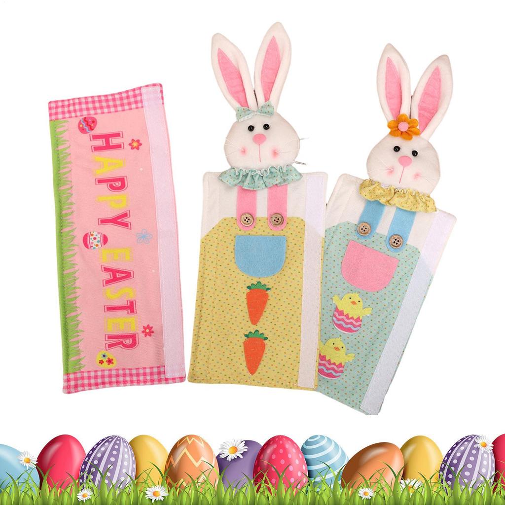 3pcs Easter Bunny Refrigerator Door Handle Set Easter Bunny Fridge Handle Covers For Microwave Stove Dishwasher Freezer