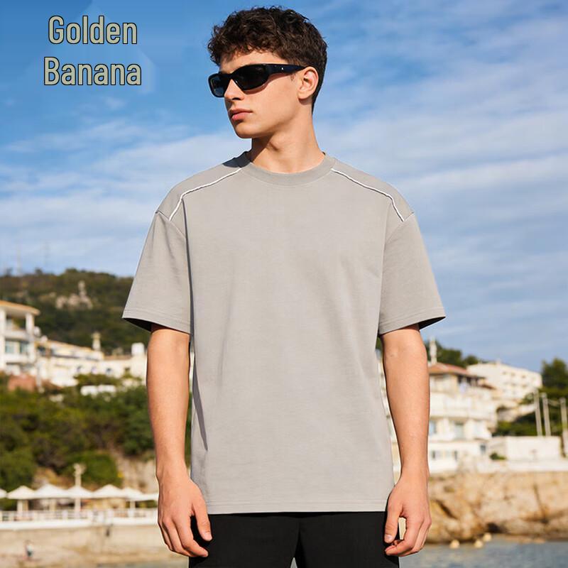 Jinjv 2026 Men s Summer Fashion Line Color Block Short Sleeve T-Shirt L