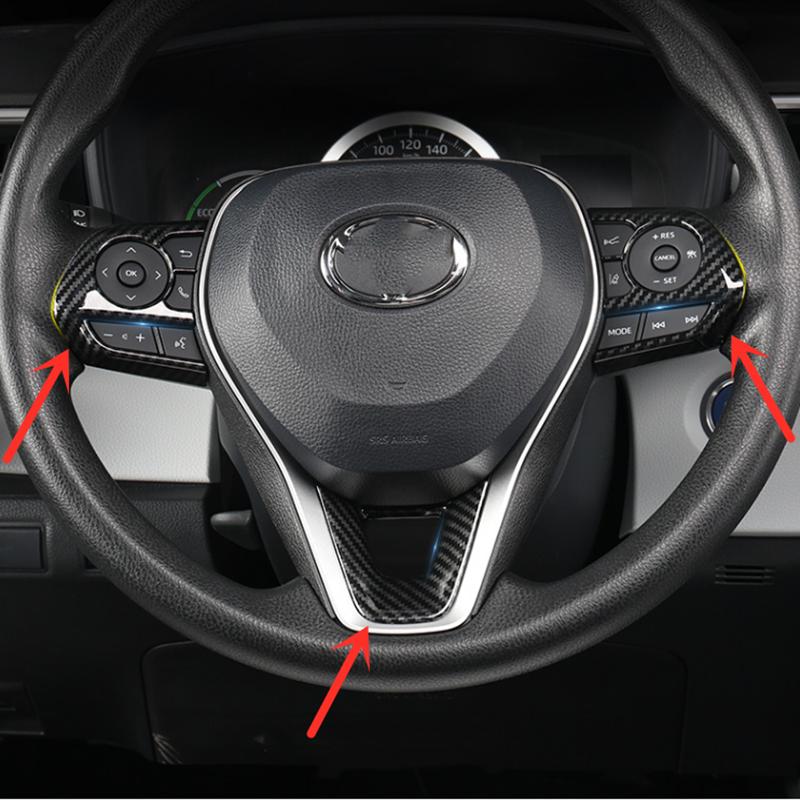 Carbon fiber internal Steering Wheel Trim 3pcs For Toyota RAV4 -