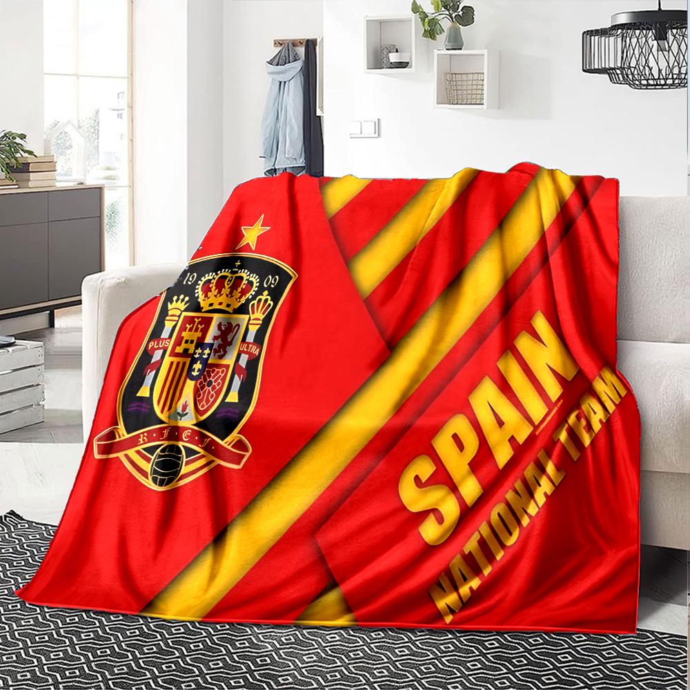 Coperta in Flanella con Stemma di Spagna, Poliestere Morbido, Design Moderno, Per Tutte le Stagioni per Campeggio, Viaggi, Regali per Feste o Compleanni