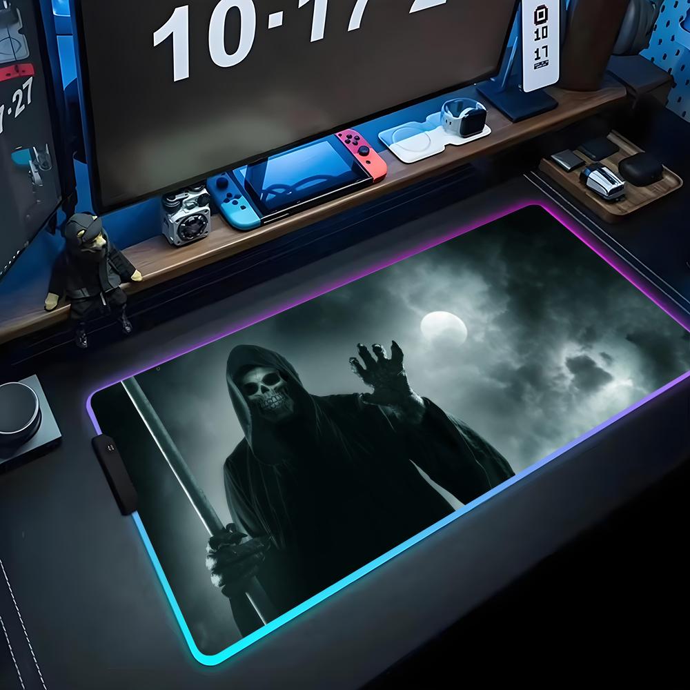 

Ghost Grim Reaper Mouse Pad RGB Gaming Mousepad Big LED Pad PC Desk Mat Luminous Mouse Pad Large Keyboard Mats Table Rug With 600x300x3mm