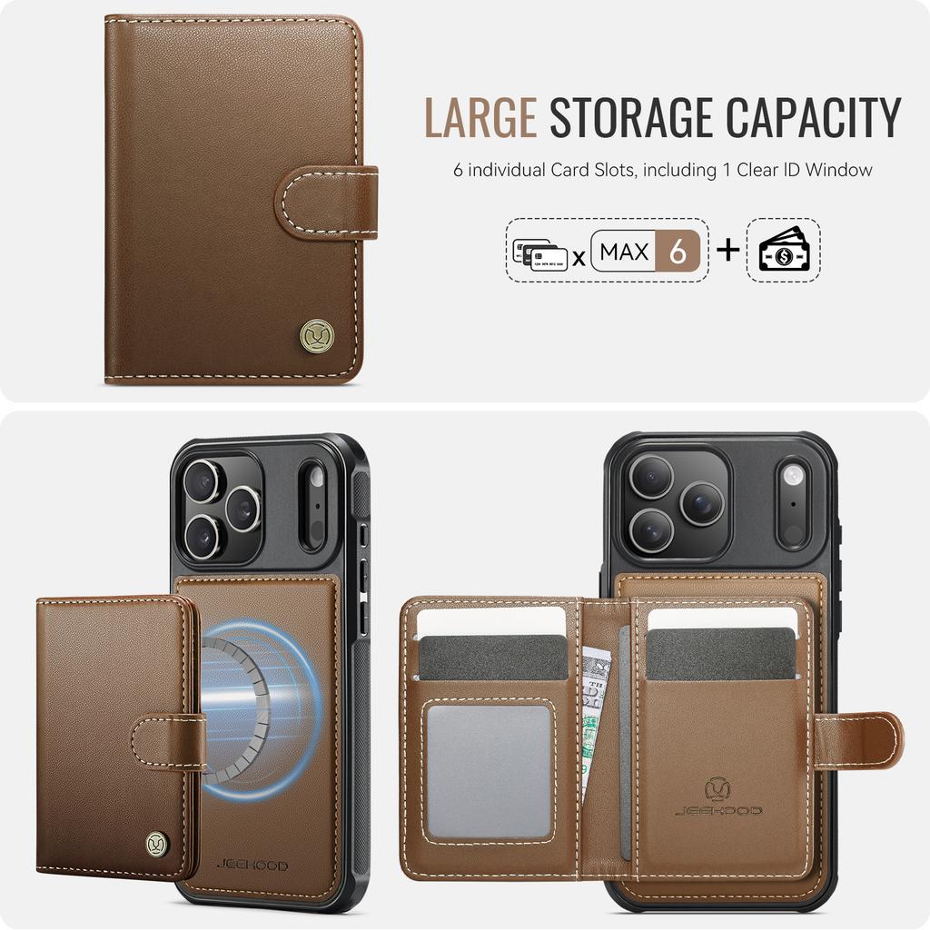 2 in 1 Magnetic RFID Leather Cards Solt Wallet Case For iPhone 17 Pro Max 16 Plus 15 14 13 12 11 For Magsafe Slim Fit Cover