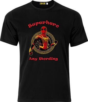Gepersonaliseerd Superheld Full Colour D.T.F Zwart Katoenen T-shirt