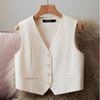 Chaleco de Traje de Moda para Mujer Verano Corto Negro Sin Mangas Tops de Commuter Holgado Casual Chaleco Abrigo Ropa para Mujer