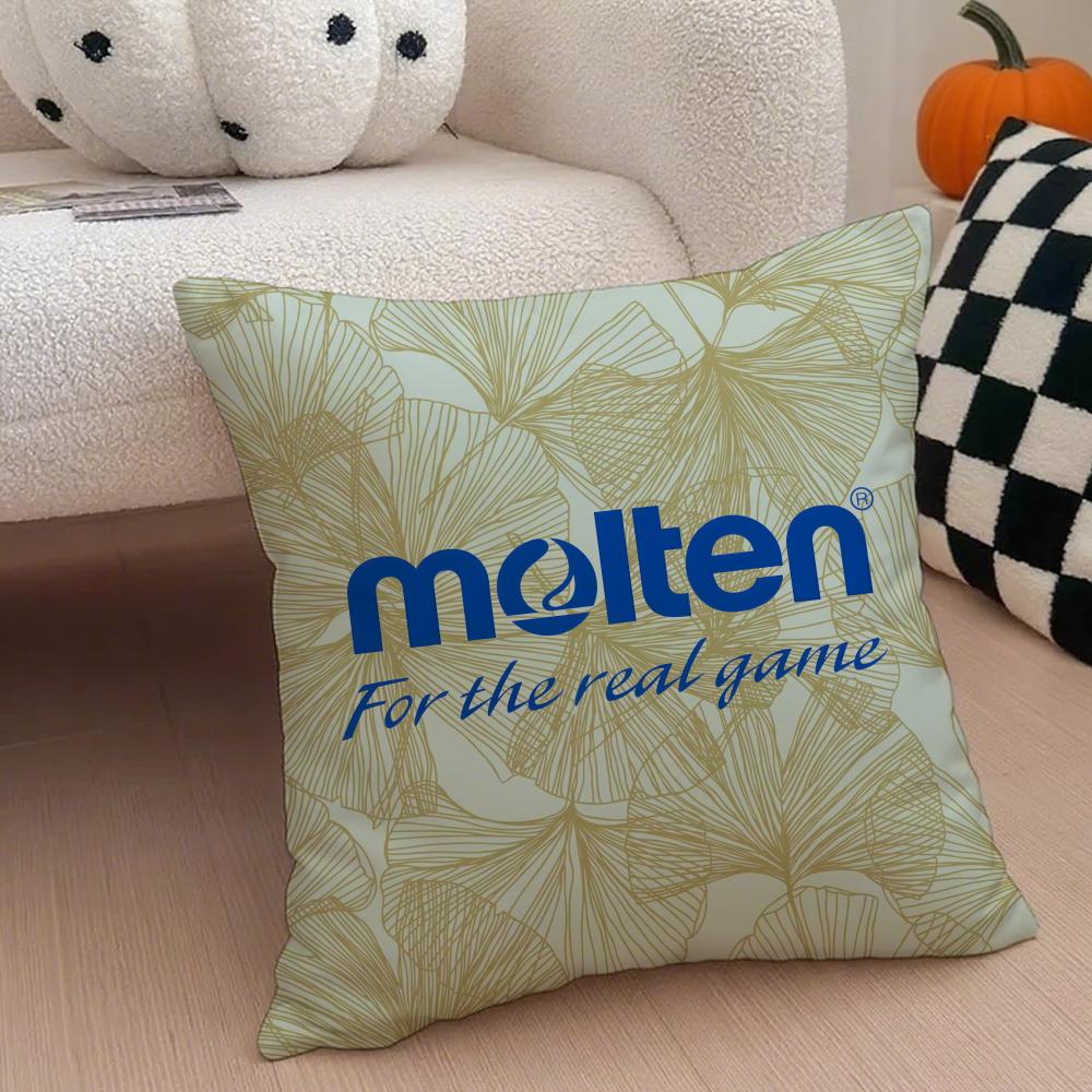 MMolten logo Cushion Cover Throw Pillow Cover Hidden Button Durable Polyester Chair Cushion