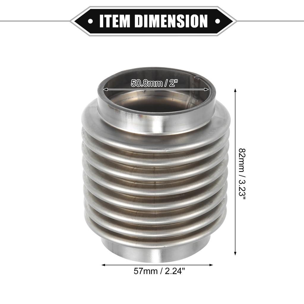 A ABSOPRO Car Exhaust Flexible Pipe 50.8x82mm Exhaust Flex Connector Pipe Bellows Universal for Car Durable Stainless Steel Silver Tone