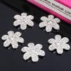 Engood 50Pcs Six-leaf Flower Rhinestone Buckles Sewing Trim & Embellishments Craft Button for Wedding Hair DIY Accessories LP52