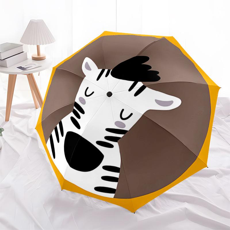 1 st Zebra-ränder Automatiskt Paraply   Auto Öppna/Stänga Fällbart Paraply med 8 Ribbram, 3-faldigt Kompakt Paraply för Män & Kvinnor, 128