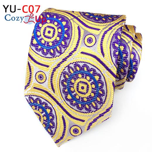 3.15" Fashion Striped PaisleyTie Men Flower Necktie for Wedding