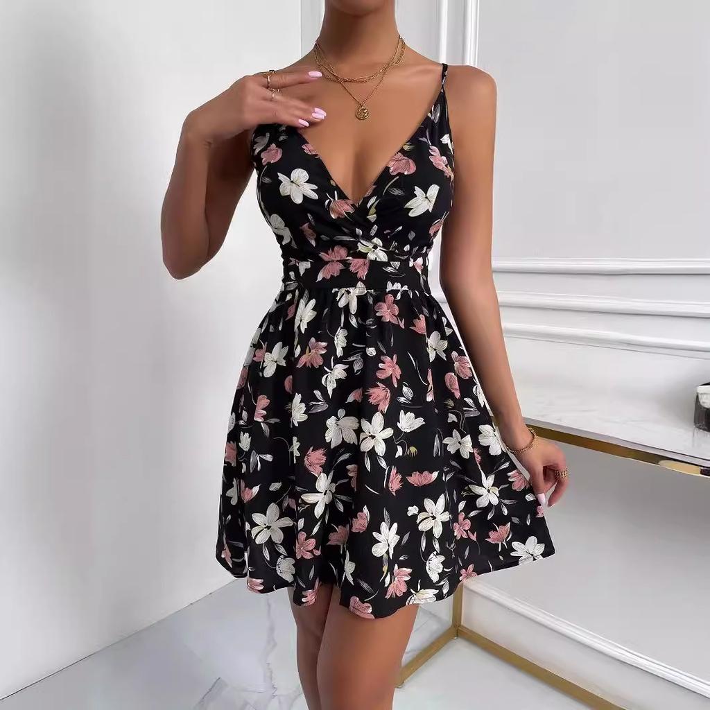 2026 new retro floral French women's suspender dress
