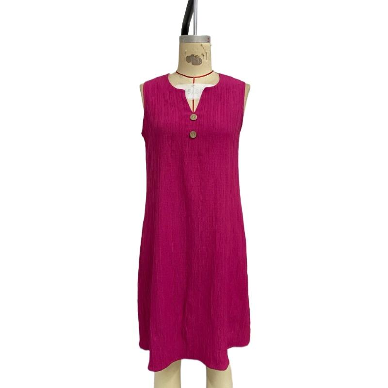 GMXIA Women's Spring and Summer Temperament and Elegant Style V-Neck Sleeveless Vest Dress Pleated Skinny A-Line Skirt