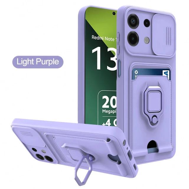 Camera Push Window Case For Xiaomi Redmi Note 13 Pro Plus 12 11 10 For Redmi 12C 13C 10C Magnetic Card Slot Phone Cover