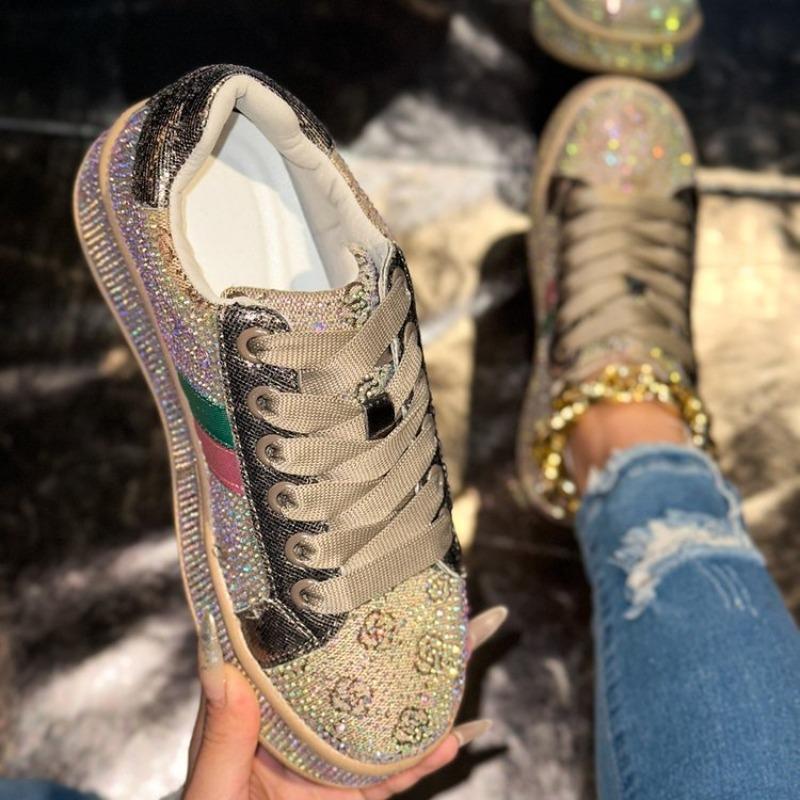 Fashion Women Sneakers 2025 New Sparkles Luxury Platform Designer Shoes for Woman Trainers Rhinestone Fashion Casual Sneakers Women