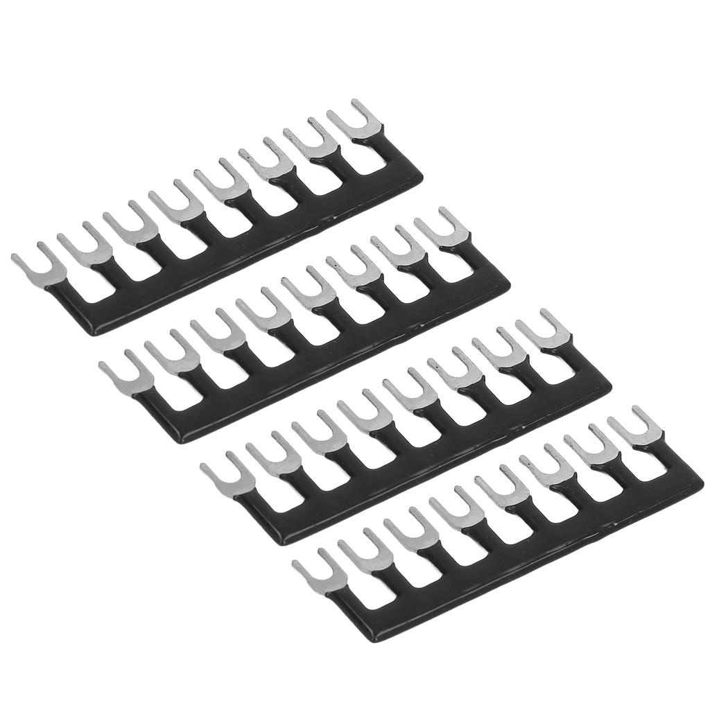 10Pcs Fork Type Terminal 8 Positions Barrier Strips Stripe Block with Pre Insulated 400V 15A Black TB‑1508