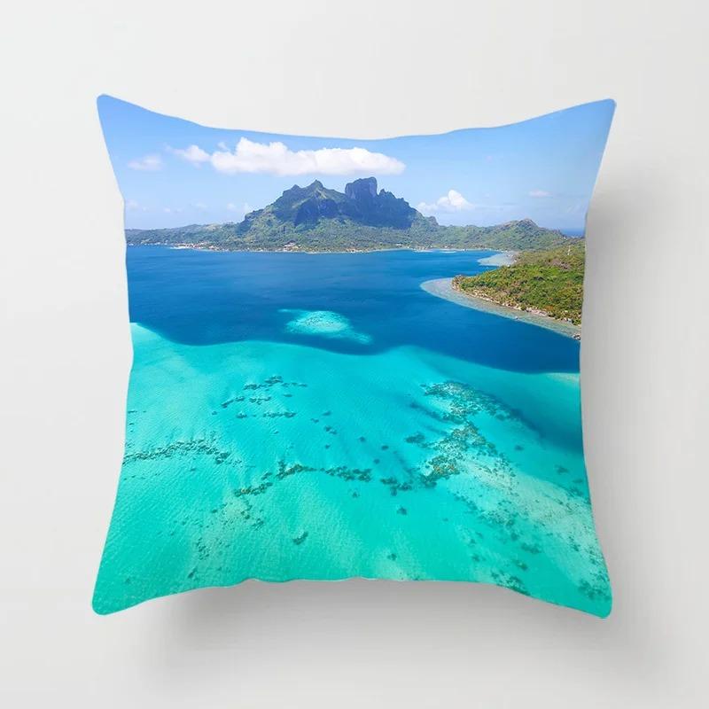 Living Room Sofa Car Cushion Cover Luxury Home Decoration Pillow Cover Sunset Beach Landscape Throw Pillow Cover
