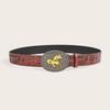 Fashion Carved Western Cowboy Belt Horse Buckle Luxury Design Horse Buckle Belt Trendy Brand Jeans Pants Belt For Women Man